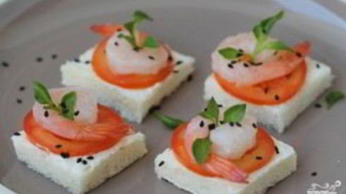 канапе с креветками