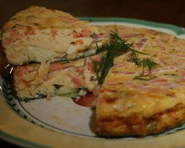 Фриттата с семгой, укропом и сыром