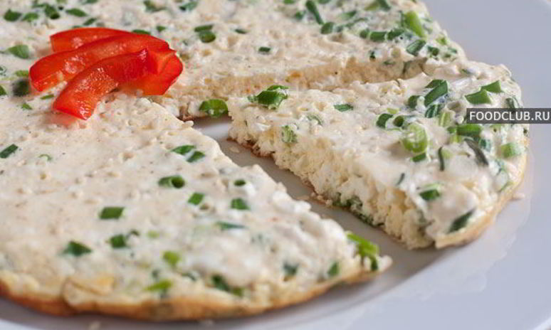 Рецепт омлета с творогом и зеленым луком