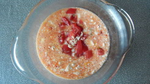 творожный омлет с зеленью и овощами