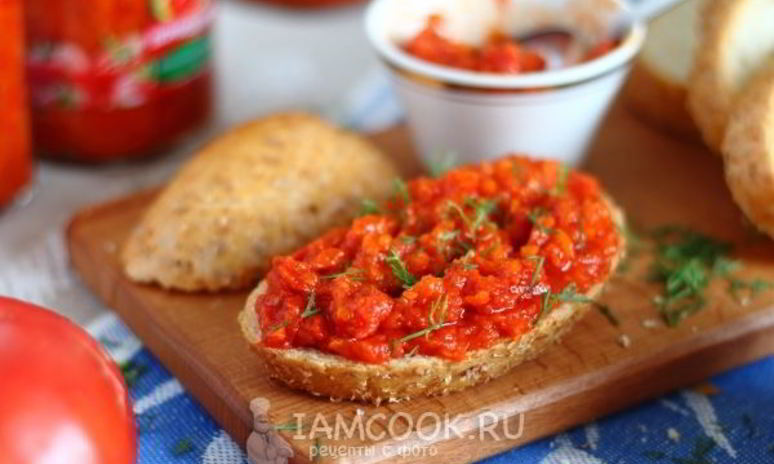 Рецепт острой закуски из помидоров на зиму