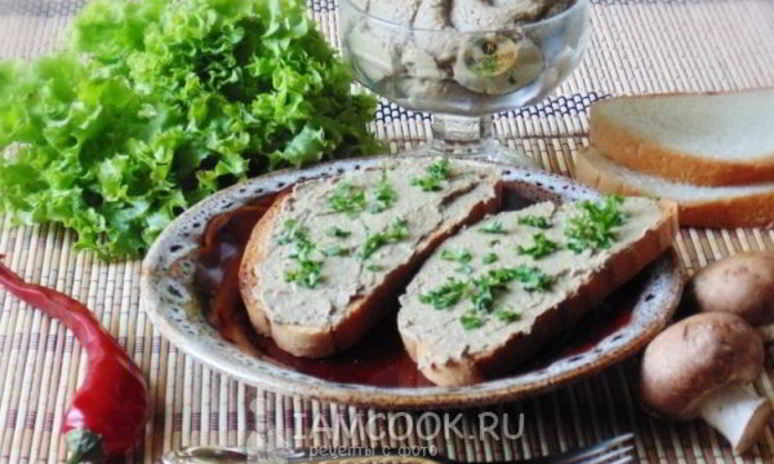 Рецепт паштета из куриной печени с грибами