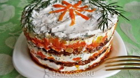 печеночный торт из говяжьей печени