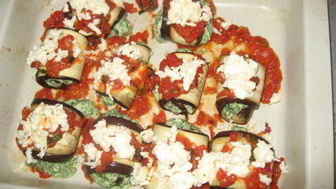 роллатини из баклажанов со шпинатом