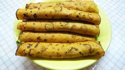 роллы из тыквы со шпинатом, копченостями и фисташковым майонезом