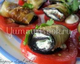 Баклажановые рулетики с творогом