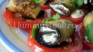 Баклажановые рулетики с творогом