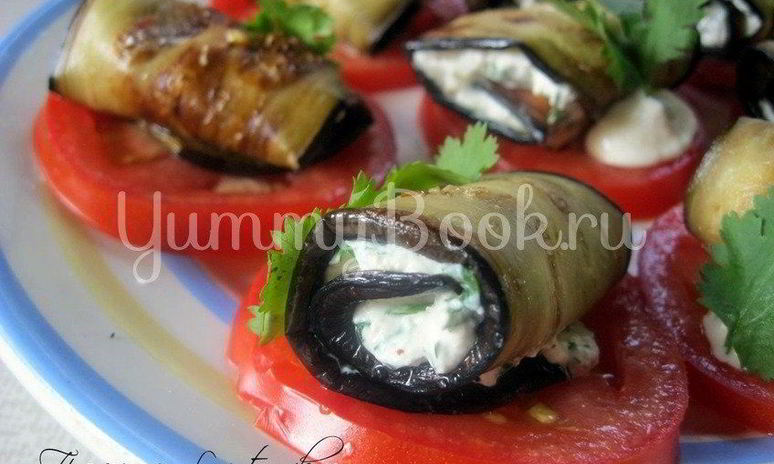 Рецепт баклажановых рулетиков с творогом