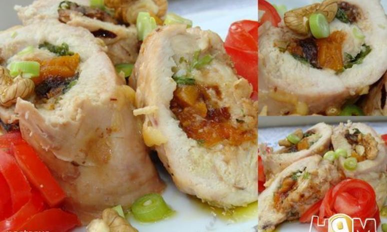 Рецепт куриных рулетиков с орехами и сухофруктами