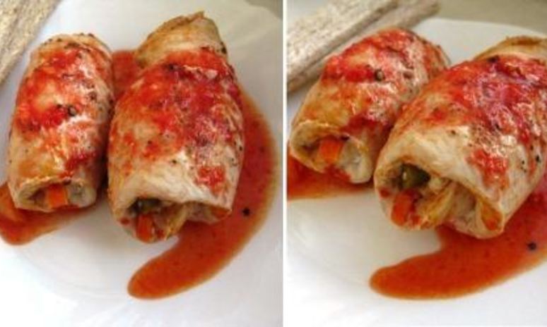 Рецепт куриных рулетиков с овощами