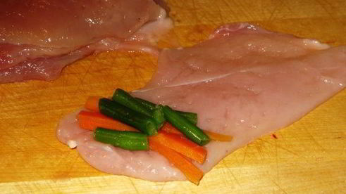 куриные рулетики с овощами