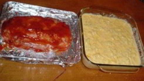 мясной рулет и макароны с сыром