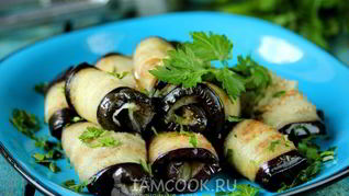 Острые рулетики из баклажанов