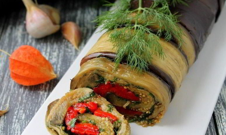 Рецепт рулета из баклажанов и запеченного перца