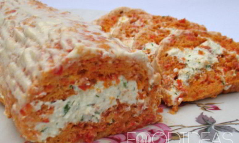 Рецепт рулета из болгарского перца с зеленью и творогом