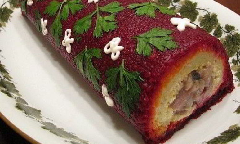 Рецепт рулета из филе сельди с овощами