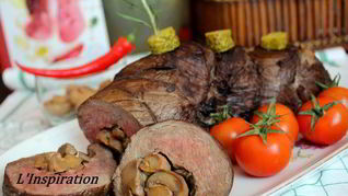 Рулет из говядины с грибами