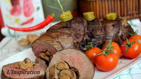 рулет из говядины с грибами