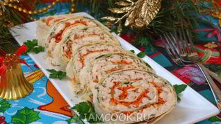 Рулет из лаваша с курицей