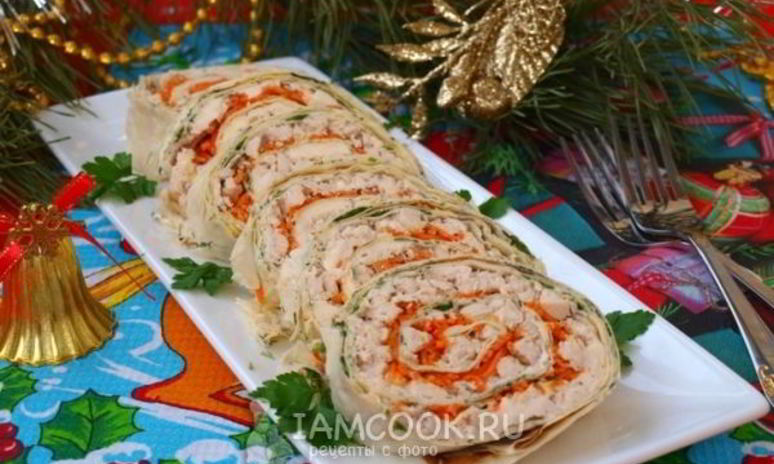 Рецепт рулета из лаваша с курицей