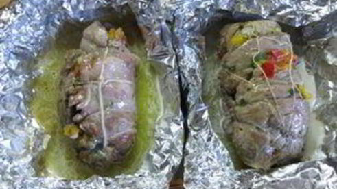 рулет из телятины с перцем и зеленью