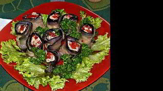 Рулетики из баклажанов ореховые