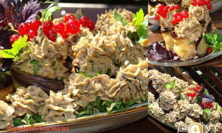 Рецепт рулетиков из баклажанов с ореховым кремом