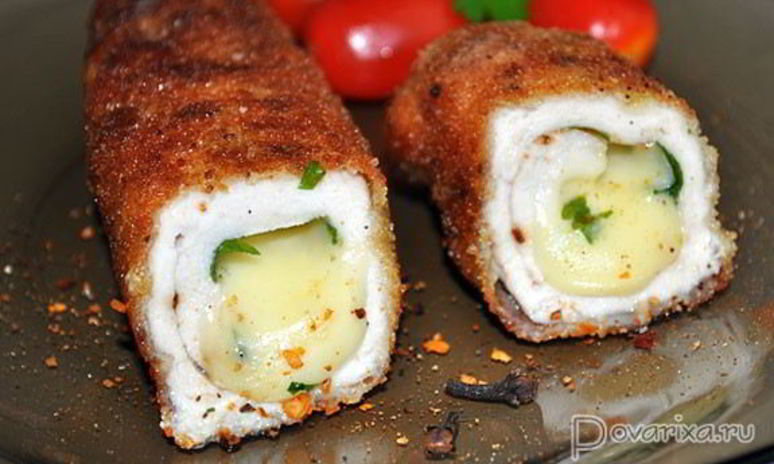 Рецепт рулетиков из куриной грудки с сыром