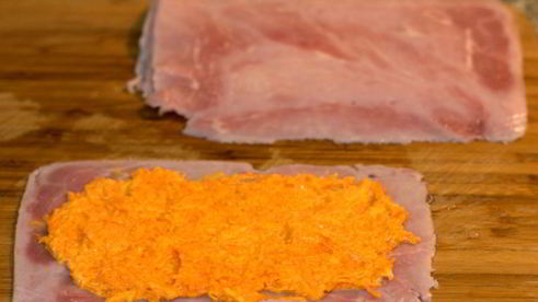 рулетики из ветчины