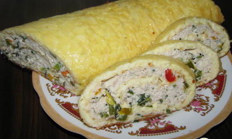 Рецепт сырно-куриного рулета
