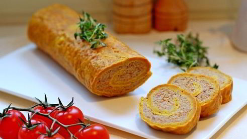 тыквенный рулет с мясным фаршем