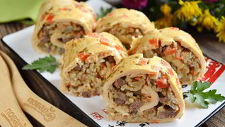 Яичный рулет с печенкой