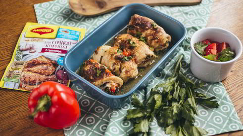 запеченные куриные рулетики