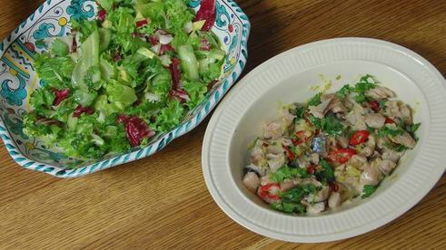 севиче с зеленым салатом