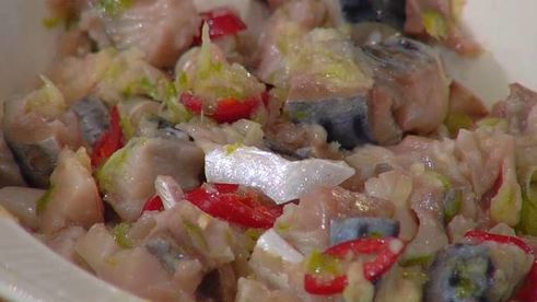 севиче с зеленым салатом