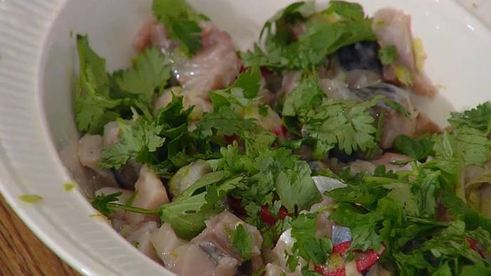 севиче с зеленым салатом