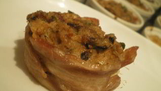 Тарталетки из бекона с грибами