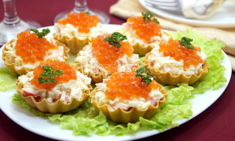 Рецепт тарталеток с крабовыми палочками