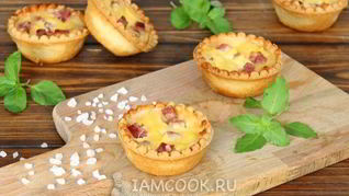Тарталетки с ветчиной и сыром