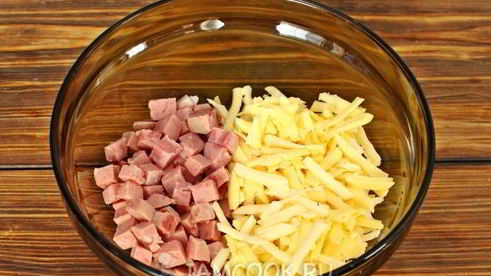 тарталетки с ветчиной и сыром