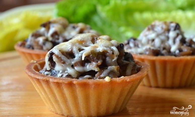 Рецепт закуски с грибами в тарталетках