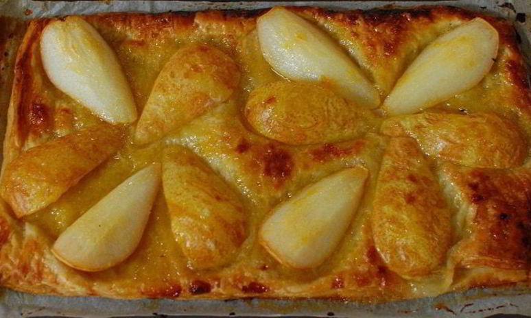 Рецепт тарта с грушами в абрикосовой глазури