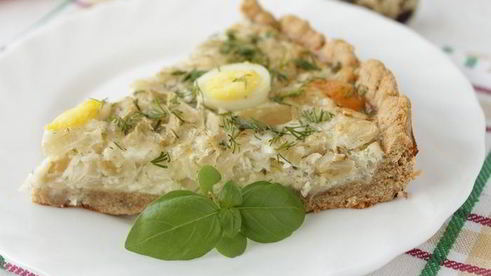 тарт с капустой и перепелиными яйцами