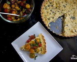 Тарт с кукурузой и базиликом