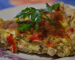 Тарт с курицей, грибами и сладким перцем