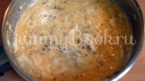 яичница с филе и грибами в слоеном тесте