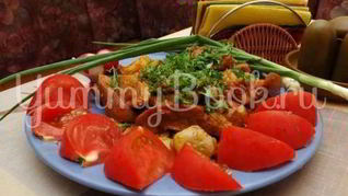 Яйца бычьи жареные с гарниром