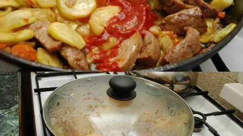 яйца бычьи жареные с гарниром