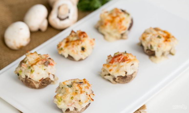 Рецепт закуски в грибных шляпках