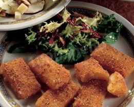 Жареный сыр Битто в панировочных сухарях с кунжутом